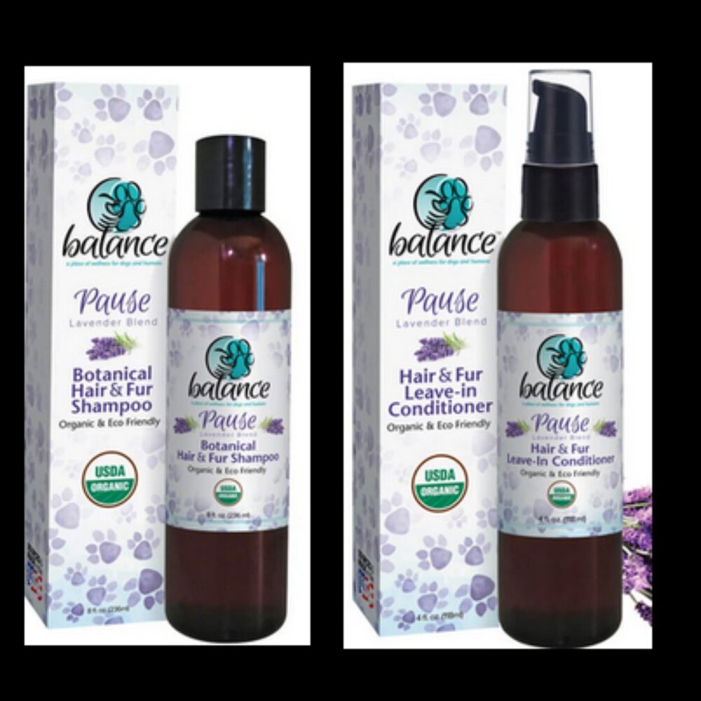 Pause-Organic Hair & Fur Leave-In Shampoo & Conditioner Set - For People Or Dogs